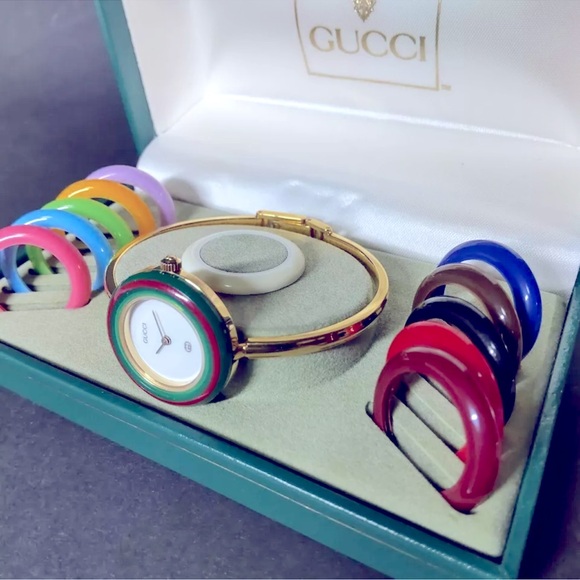 RARE 14k Gold Plated Beautiful 😍 Vintage GUCCI Collectors Watch Bracelet - Picture 1 of 10